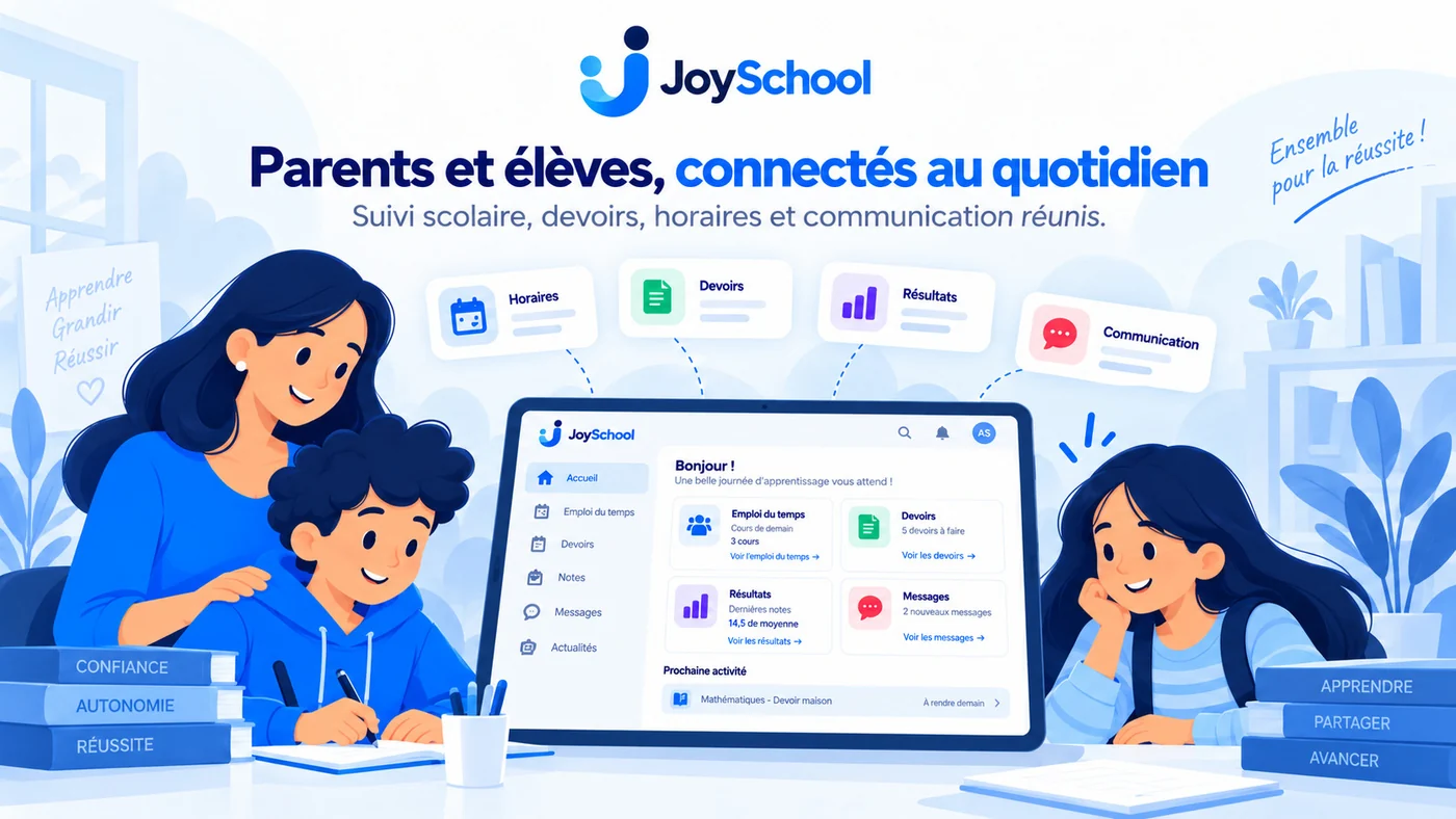 Parents et élèves utilisant JoySchool